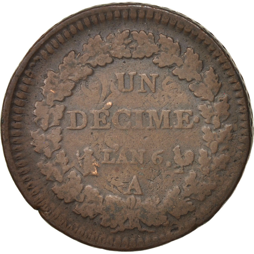 Münze, Frankreich, Dupré, Decime, 1797, Paris, S, Bronze, KM:644.1