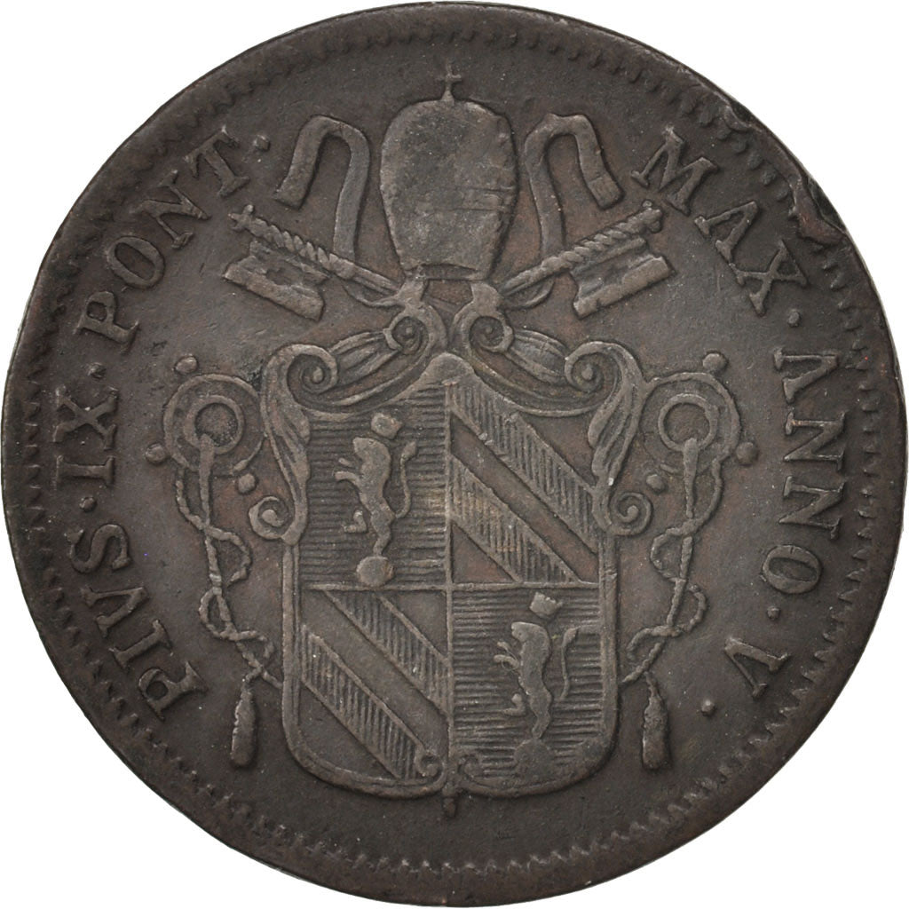 Coin, ITALIAN STATES, PAPAL STATES, Pius IX, Baiocco, 1850, Roma, VF(30-35)