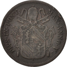Münze, Italien Staaten, PAPAL STATES, Pius IX, Baiocco, 1850, Roma, S+, Kupfer