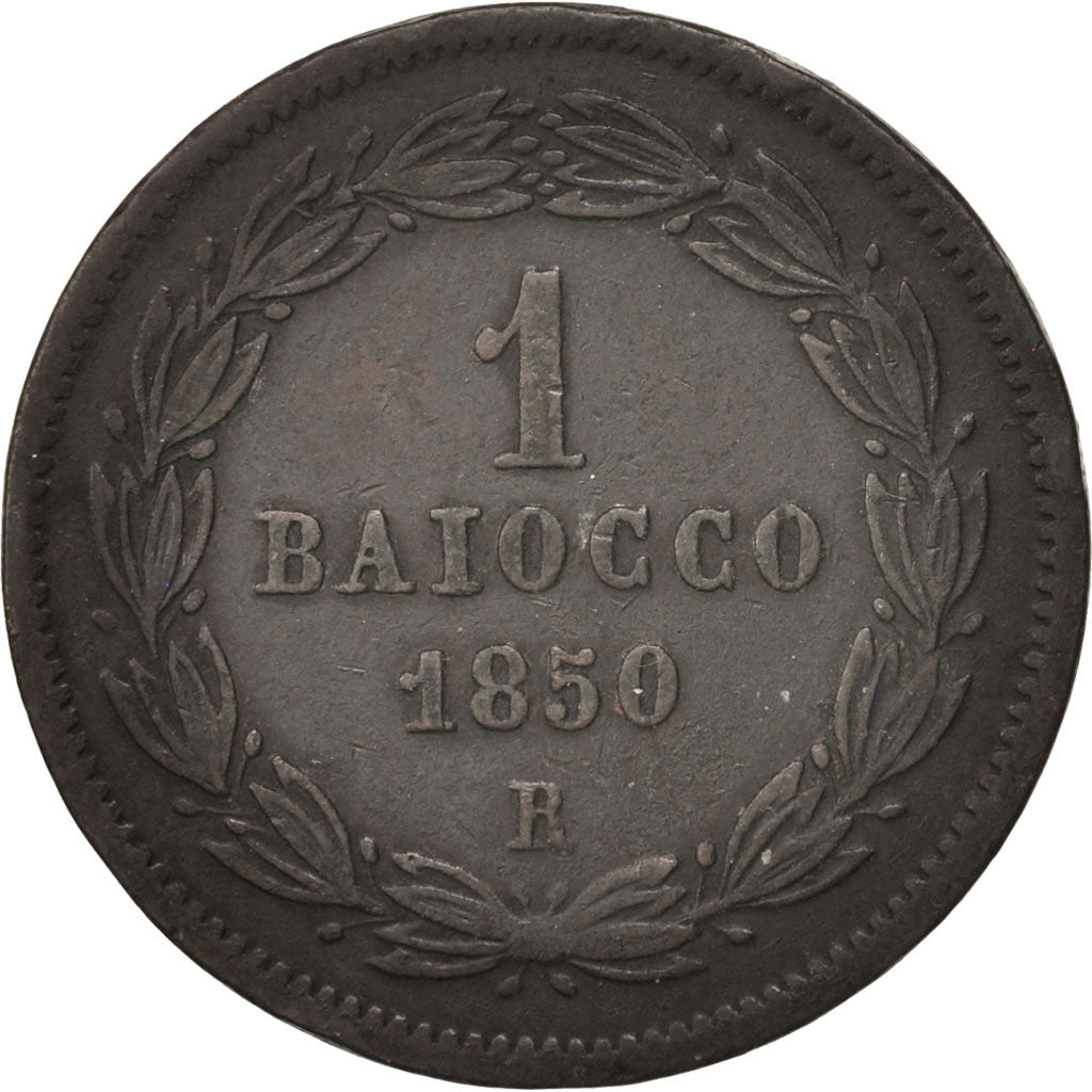 Coin, ITALIAN STATES, PAPAL STATES, Pius IX, Baiocco, 1850, Roma, VF(30-35)