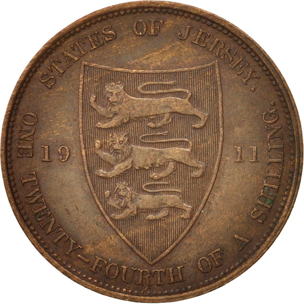 Jersey, George V, 1/24 Shilling, 1911, EF(40-45), Bronze, KM:11