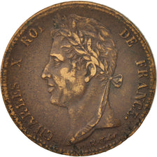 Colonies françaises, Charles X, 5 Centimes, 1827, La Rochelle, TTB, Bronze