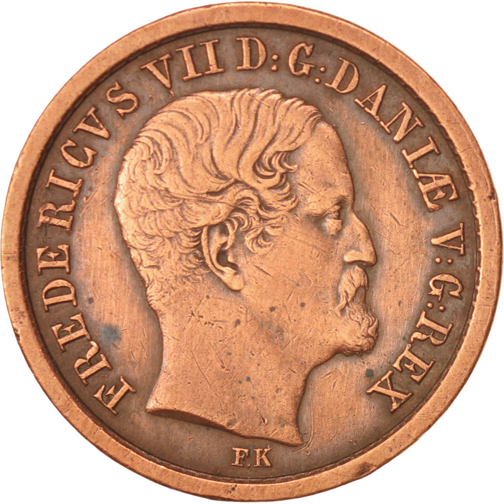 Coin, Denmark, Frederik VII, Rigsbankskilling, 1853, EF(40-45), Copper, KM:756