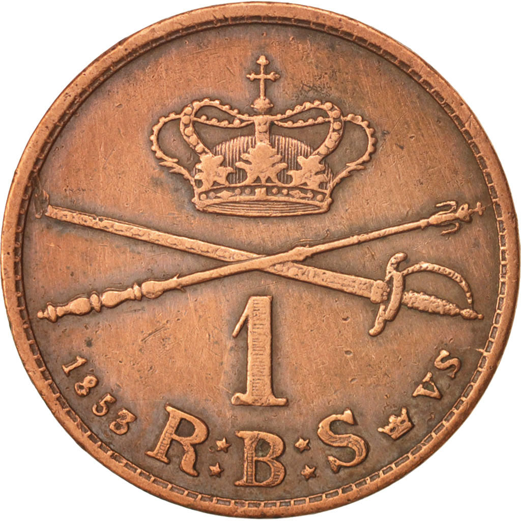Coin, Denmark, Frederik VII, Rigsbankskilling, 1853, EF(40-45), Copper, KM:756