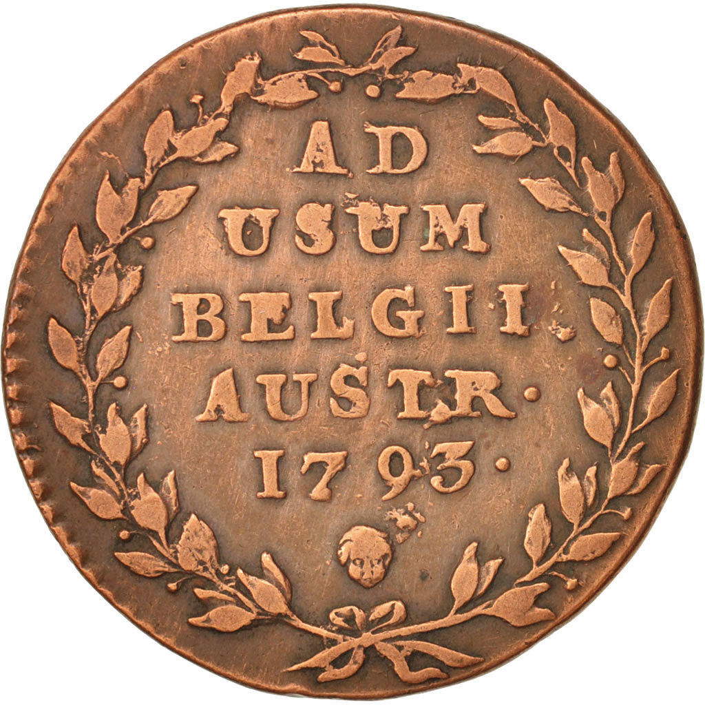 AUSTRIAN NETHERLANDS, Franz II, 2 Liards, 2 Oorden, 1793, Brussels, EF(40-45)