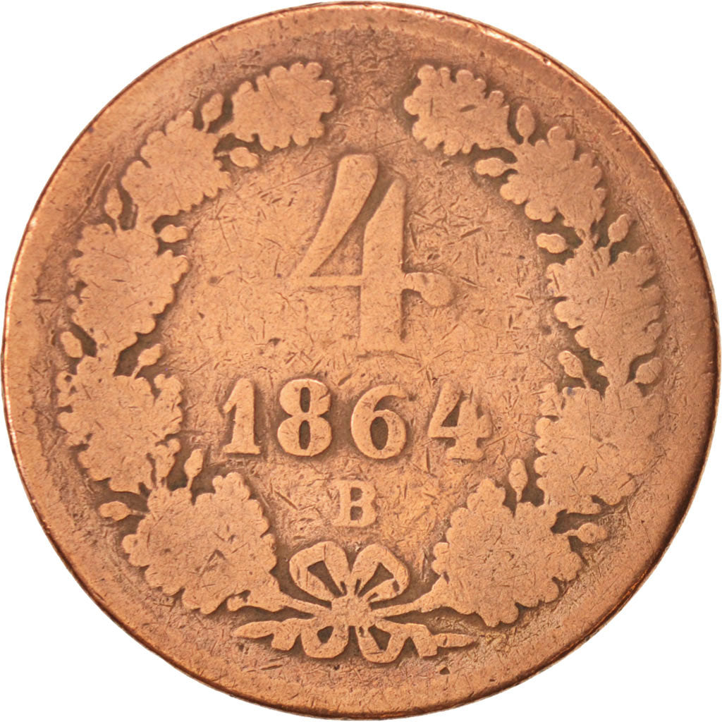Moneta, Austria, Franz Joseph I, 4 Kreuzer, 1864, Kremnitz, M+, Rame, KM:2194