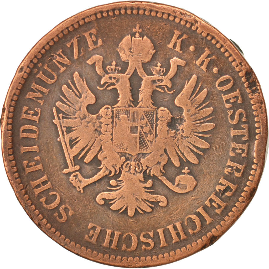Austria, Franz Joseph I, 4 Kreuzer, 1860, Vienne, MB+, Rame, KM:2194
