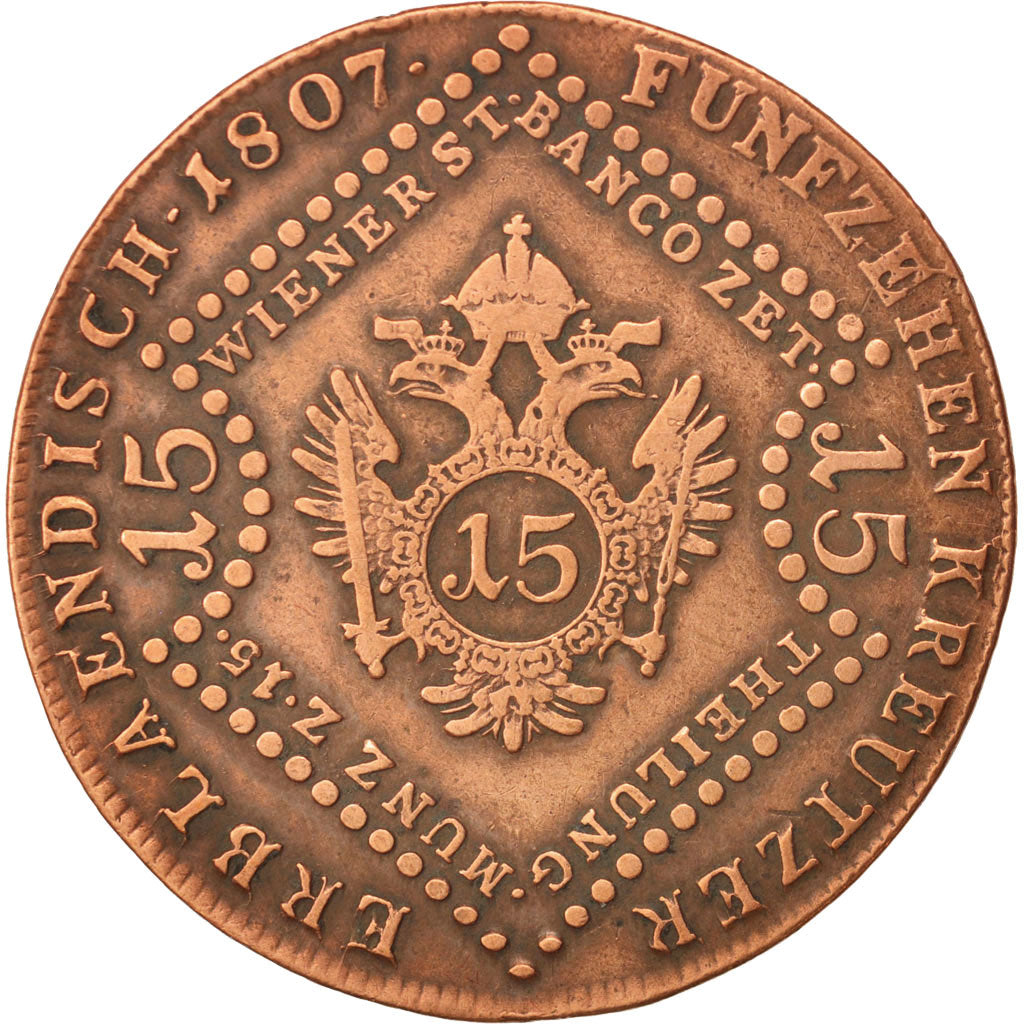 Austria, Franz II (I), 15 Kreuzer, 1807, Vienne, VF(30-35), Copper, KM:2138
