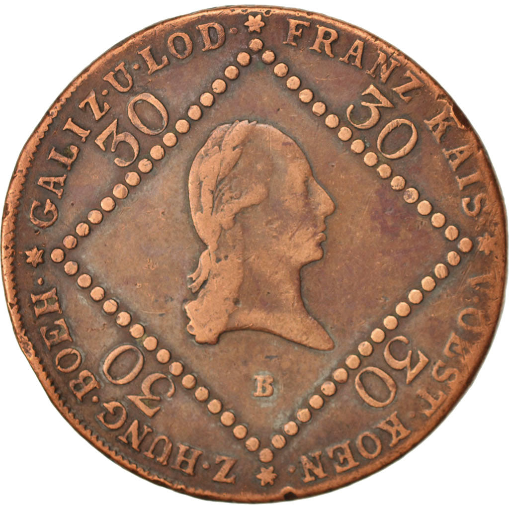 Österreich, Franz II (I), 30 Kreuzer, 1807, Vienne, SS, Copper, KM:2149