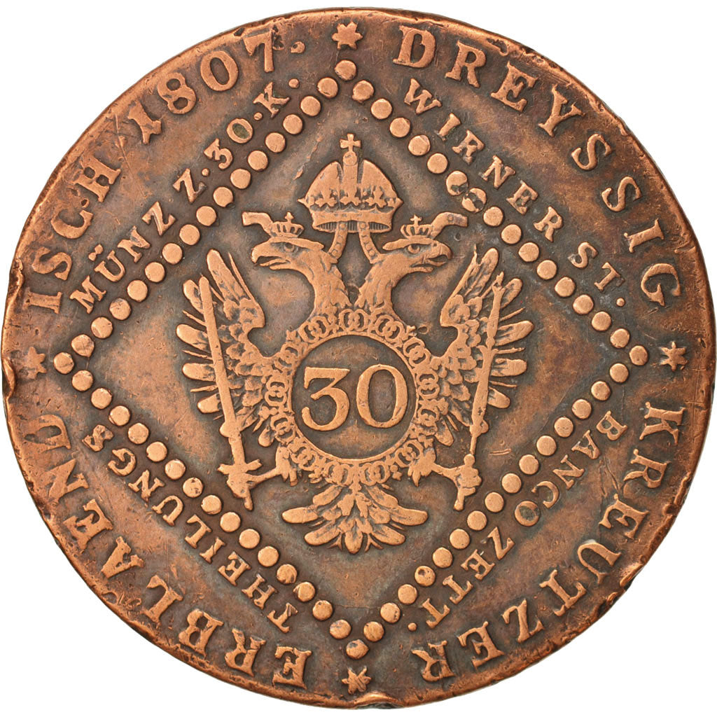 Österreich, Franz II (I), 30 Kreuzer, 1807, Vienne, SS, Copper, KM:2149
