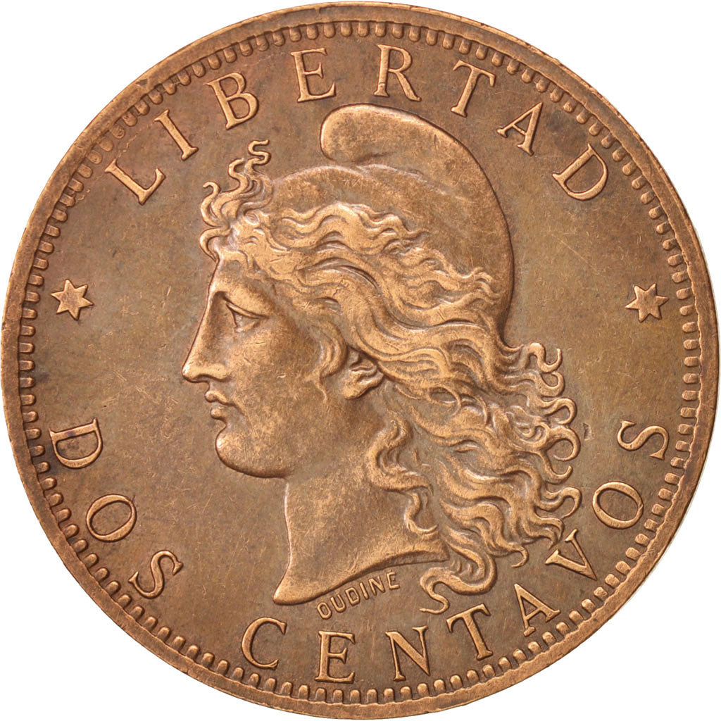 Argentina, 2 Centavos, 1883, AU(55-58), Bronze, KM:33