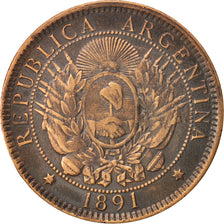 Argentine, 2 Centavos, 1891, TTB, Bronze, KM:33