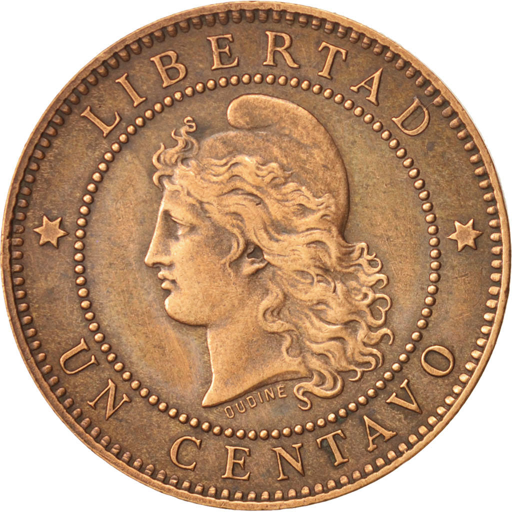 Argentina, Centavo, 1883, AU(50-53), Bronze, KM:32