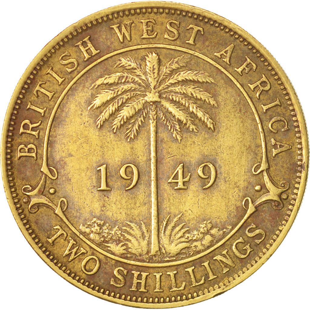 AFRICA OCCIDENTALE BRITANNICA, George VI, 2 Shillings, 1949, Heaton, BB+