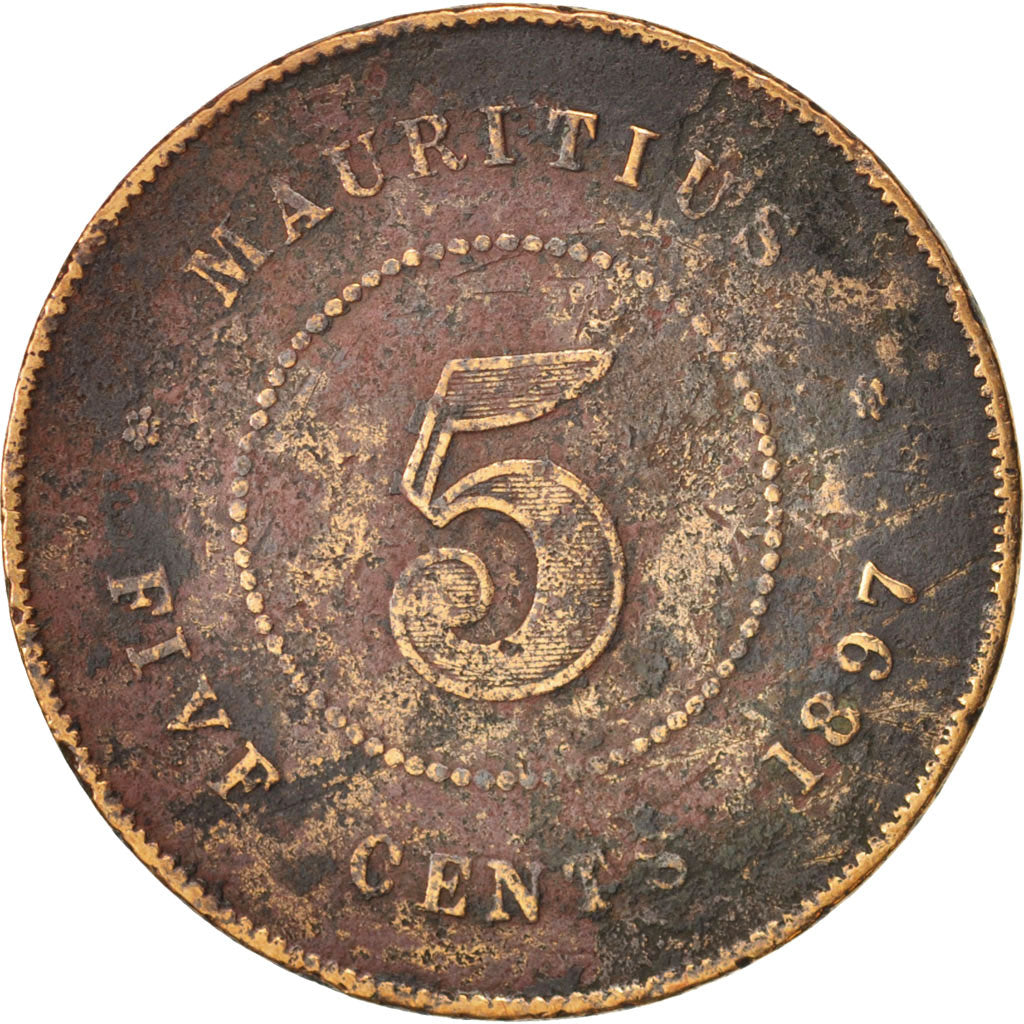 Mauritius, 5 Cents, 1897, F(12-15), Bronze, KM:9
