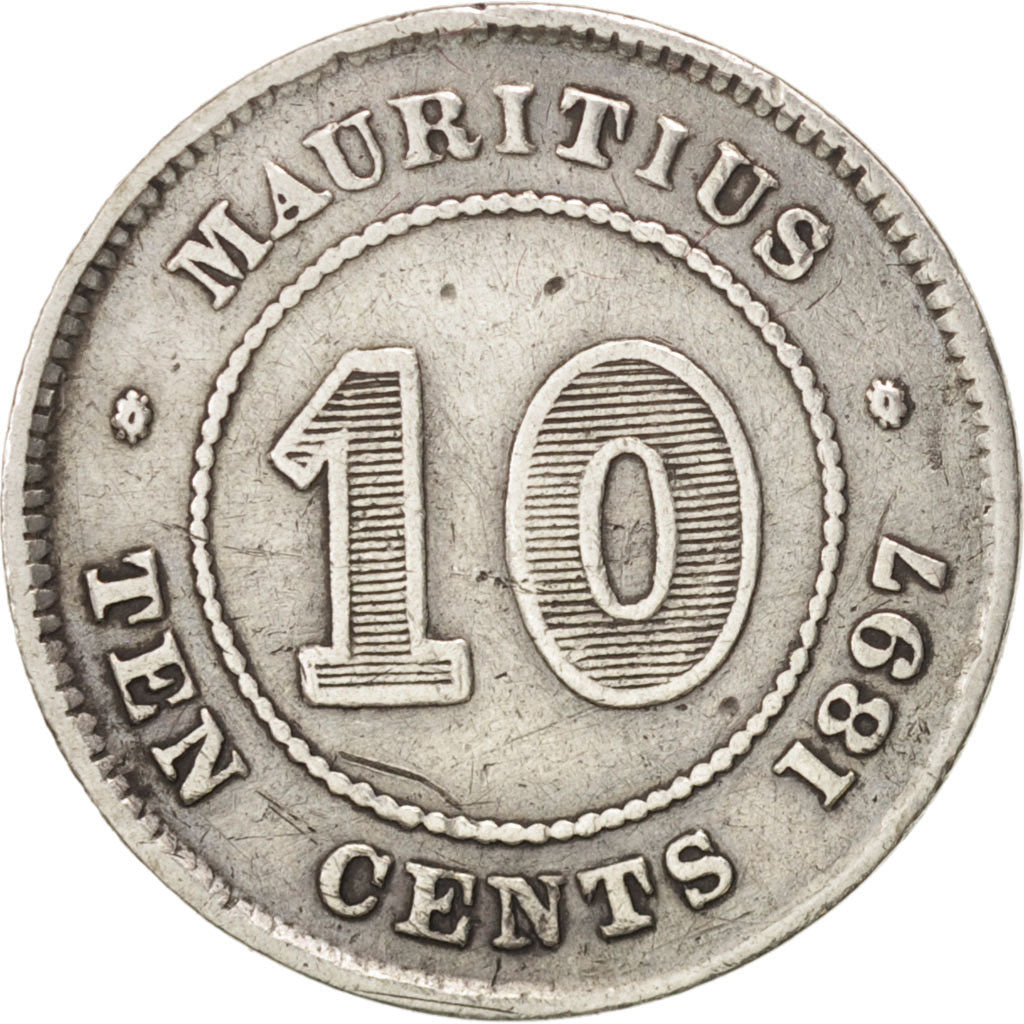 Mauritius, 10 Cents, 1897, VF(30-35), Silver, KM:10.1