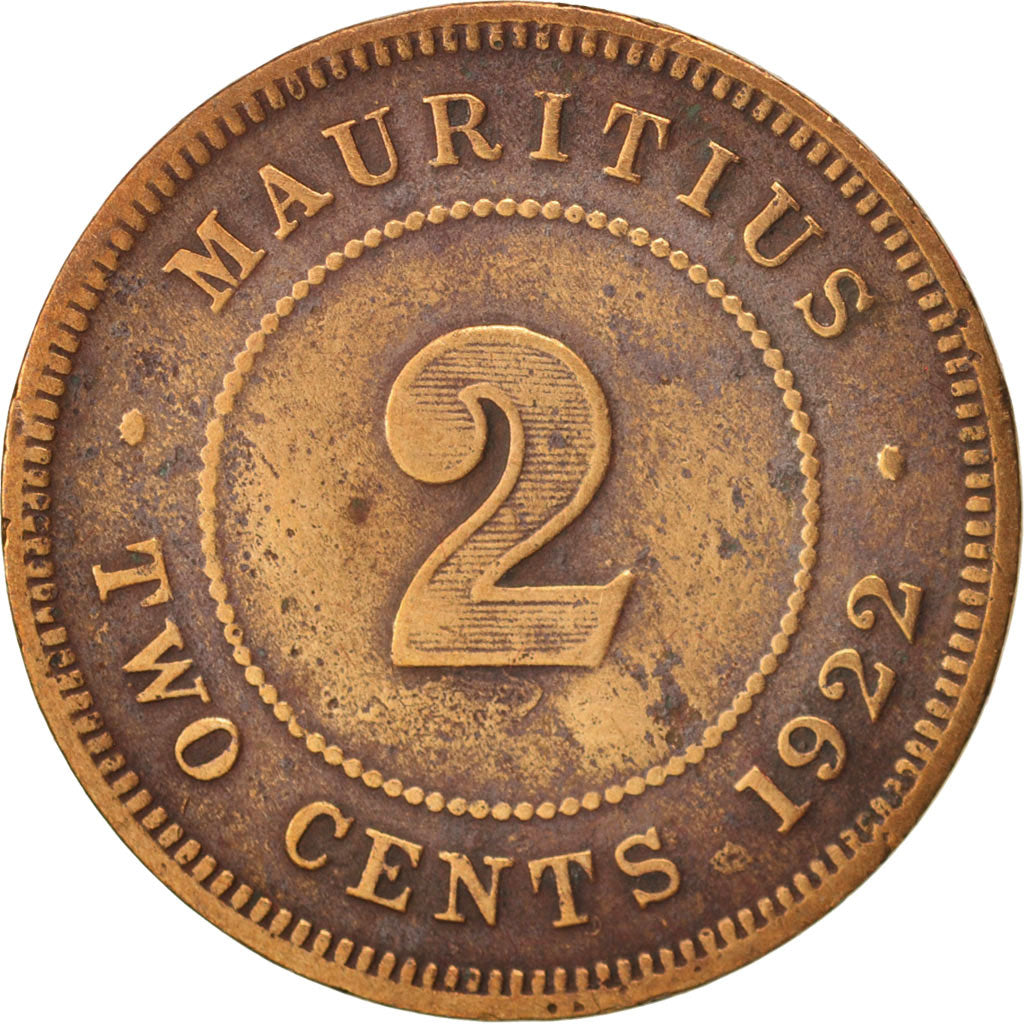 Mauritius, George V, 2 Cents, 1922, F(12-15), Bronze, KM:13