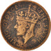 Mauritius, George VI, 2 Cents, 1949, F(12-15), Bronze, KM:26
