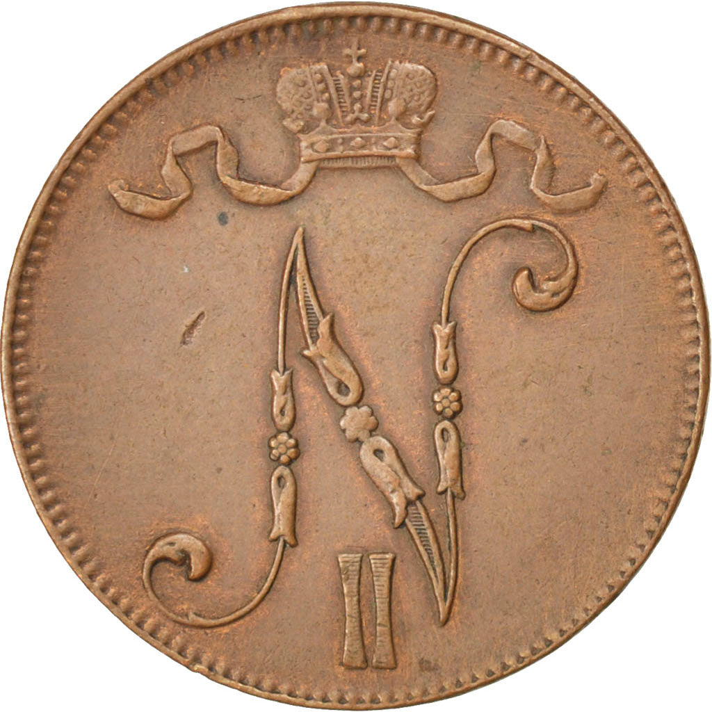 Finlandia, Nicholas II, 5 Pennia, 1916, BB, Rame, KM:15
