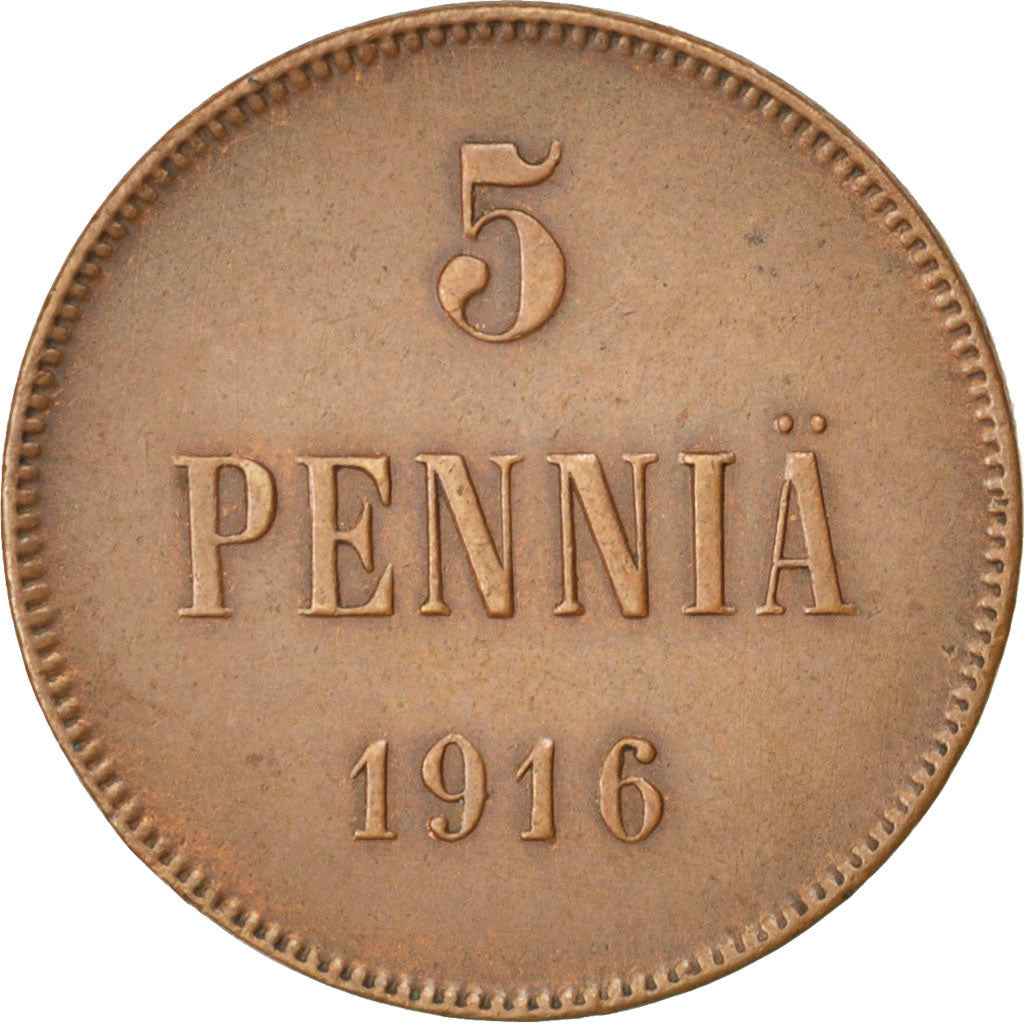 Finlandia, Nicholas II, 5 Pennia, 1916, BB, Rame, KM:15