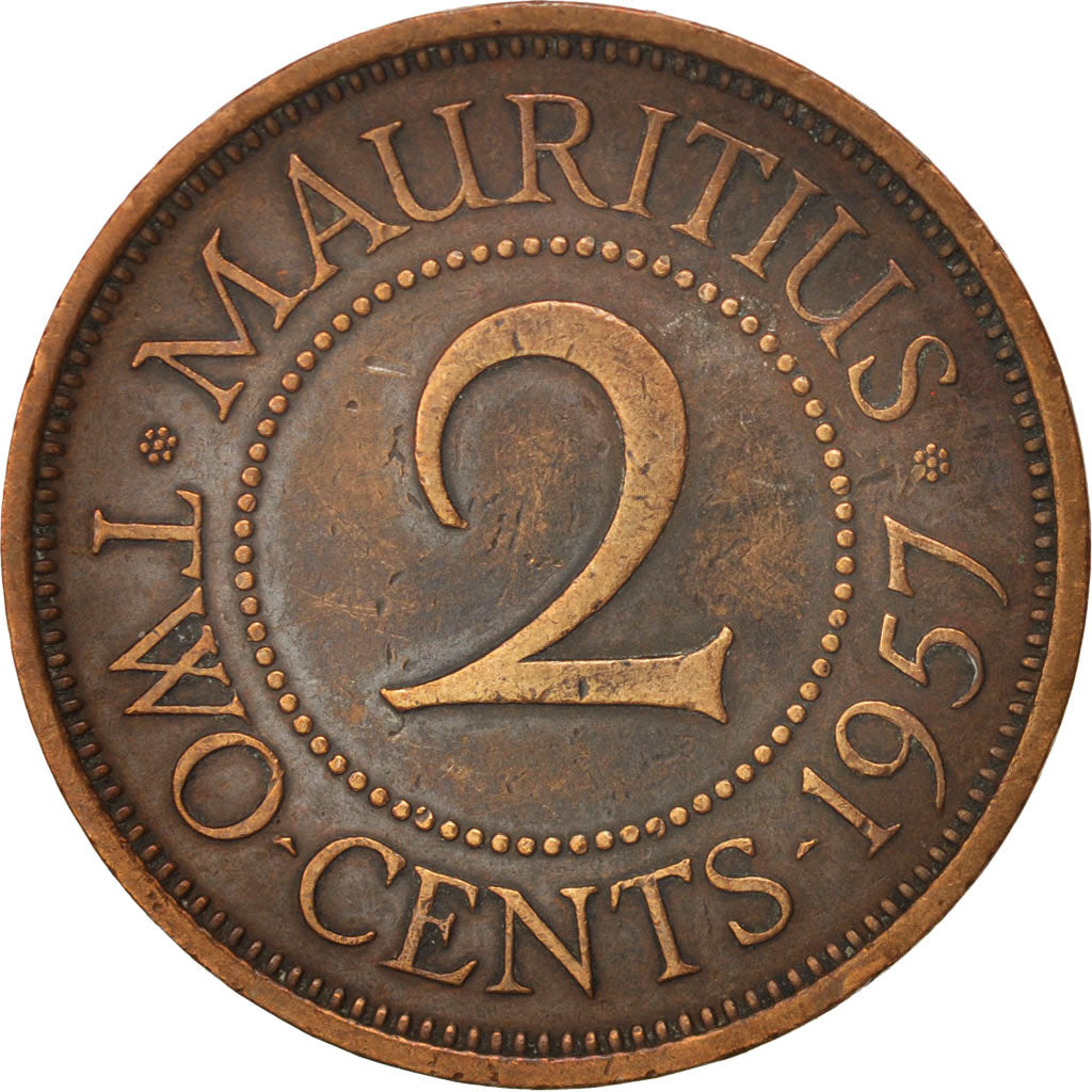 Mauritius, Elizabeth II, 2 Cents, 1957, VF(30-35), Bronze, KM:32