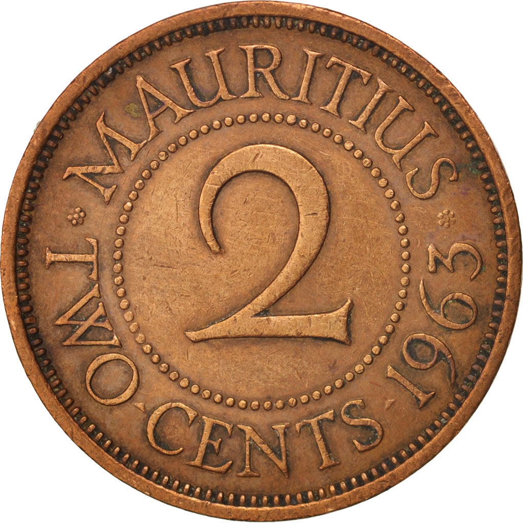 Mauritius, Elizabeth II, 2 Cents, 1963, EF(40-45), Bronze, KM:32