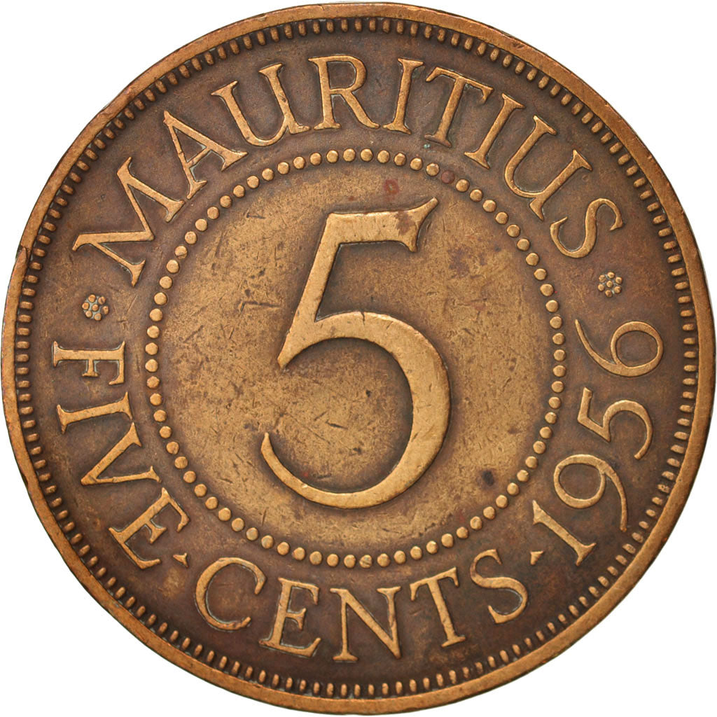 Mauritius, Elizabeth II, 5 Cents, 1956, VF(30-35), Bronze, KM:34