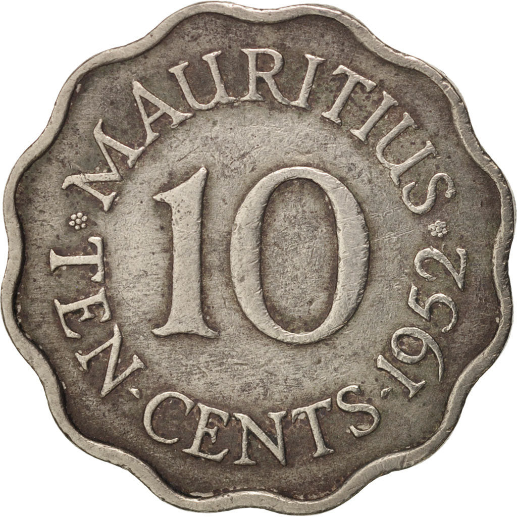Mauritius, George VI, 10 Cents, 1952, VF(20-25), Copper-nickel, KM:30
