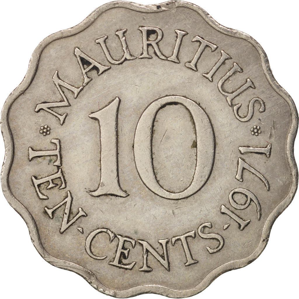 Coin, Mauritius, Elizabeth II, 10 Cents, 1971, EF(40-45), Copper-nickel, KM:33