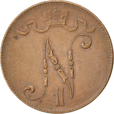 FINLAND, 5 Pennia, 1916, KM #15, EF(40-45), Copper, 25, 6.40