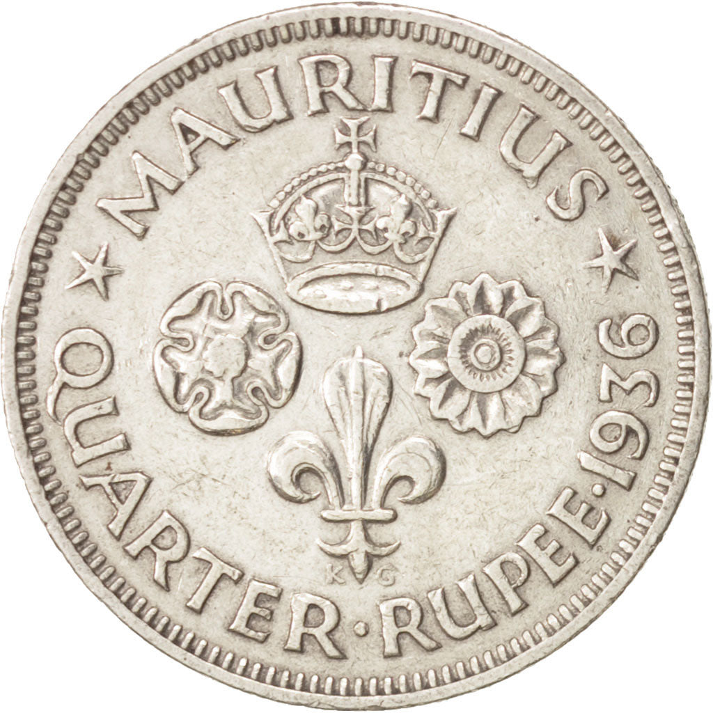 Mauritius, George V, 1/4 Rupee, 1936, EF(40-45), Silver, KM:15