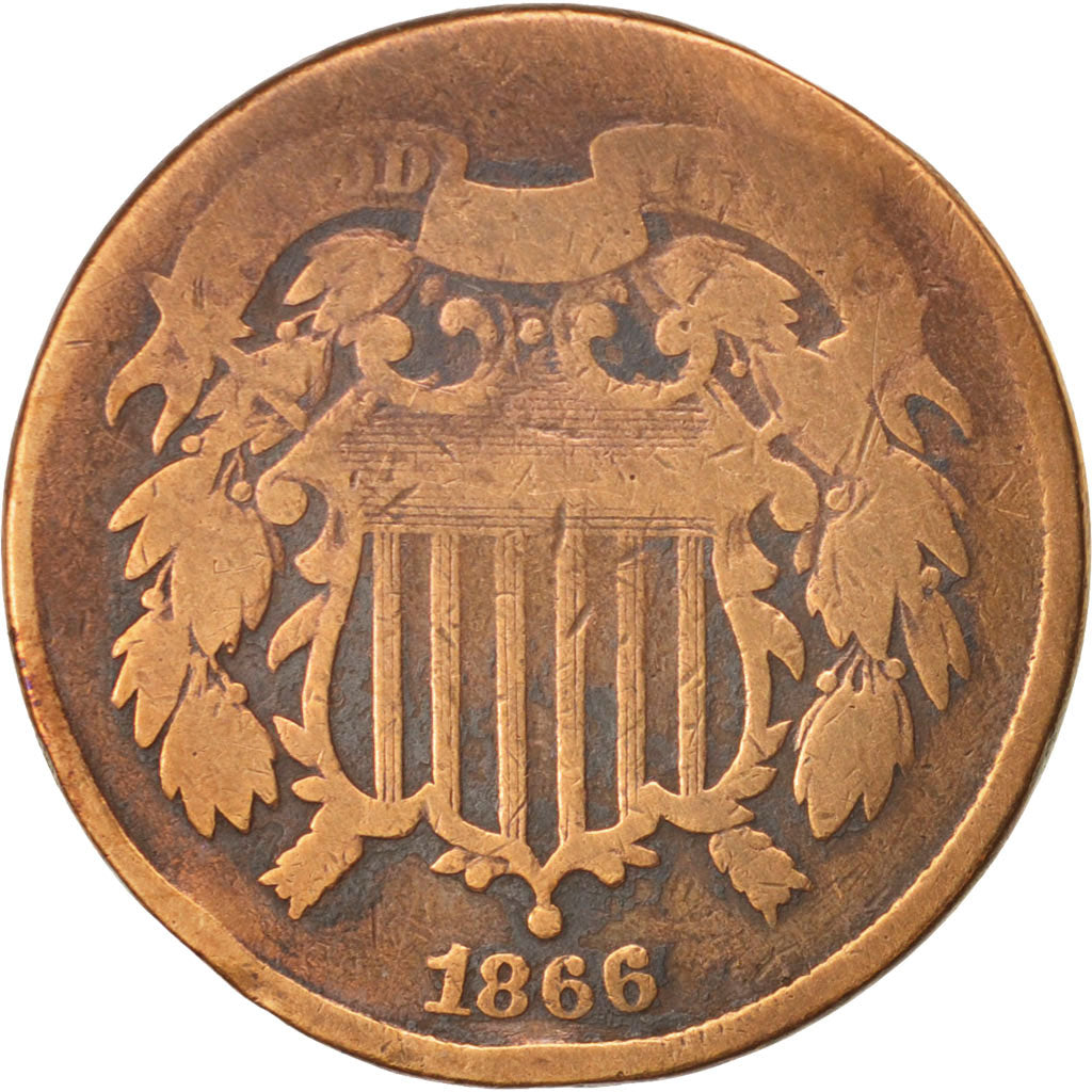 Coin, United States, 2 Cents, 1866, U.S. Mint, Philadelphia, VG(8-10)