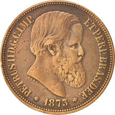 Brazil, Pedro II, 40 Reis, 1873, VF(30-35), Bronze, KM:479