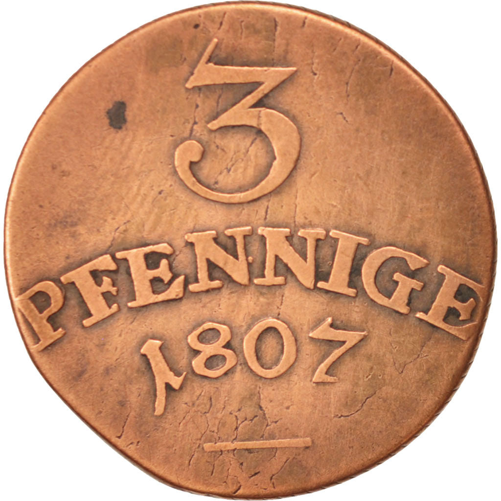Coin, German States, SAXE-WEIMAR-EISENACH, Karl August, 3 Pfennig, 1807