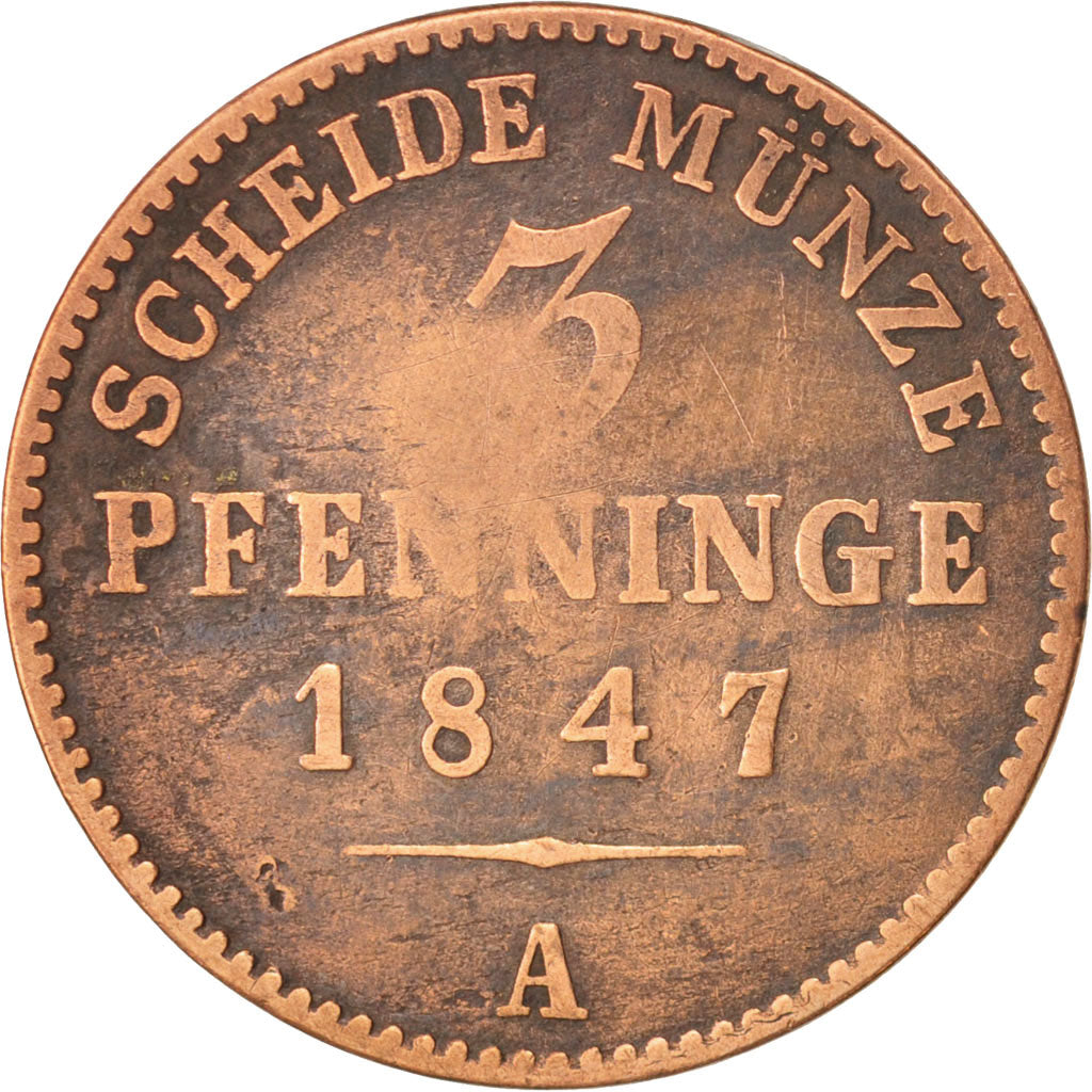 Coin, German States, LIPPE-DETMOLD, Paul Alexander Leopold II, 3 Pfennig, 1847