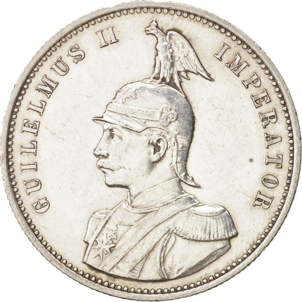 GERMAN EAST AFRICA, Wihelm II, Rupie, 1890, AU(50-53), Silver, KM:2