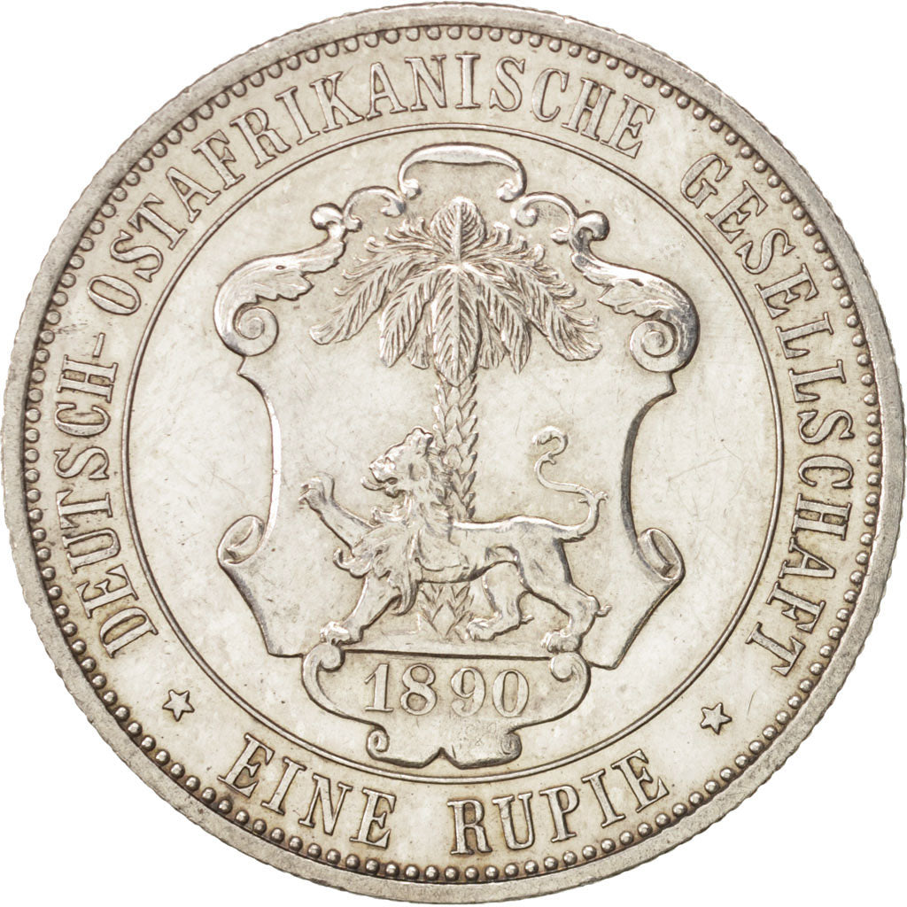 GERMAN EAST AFRICA, Wihelm II, Rupie, 1890, AU(50-53), Silver, KM:2