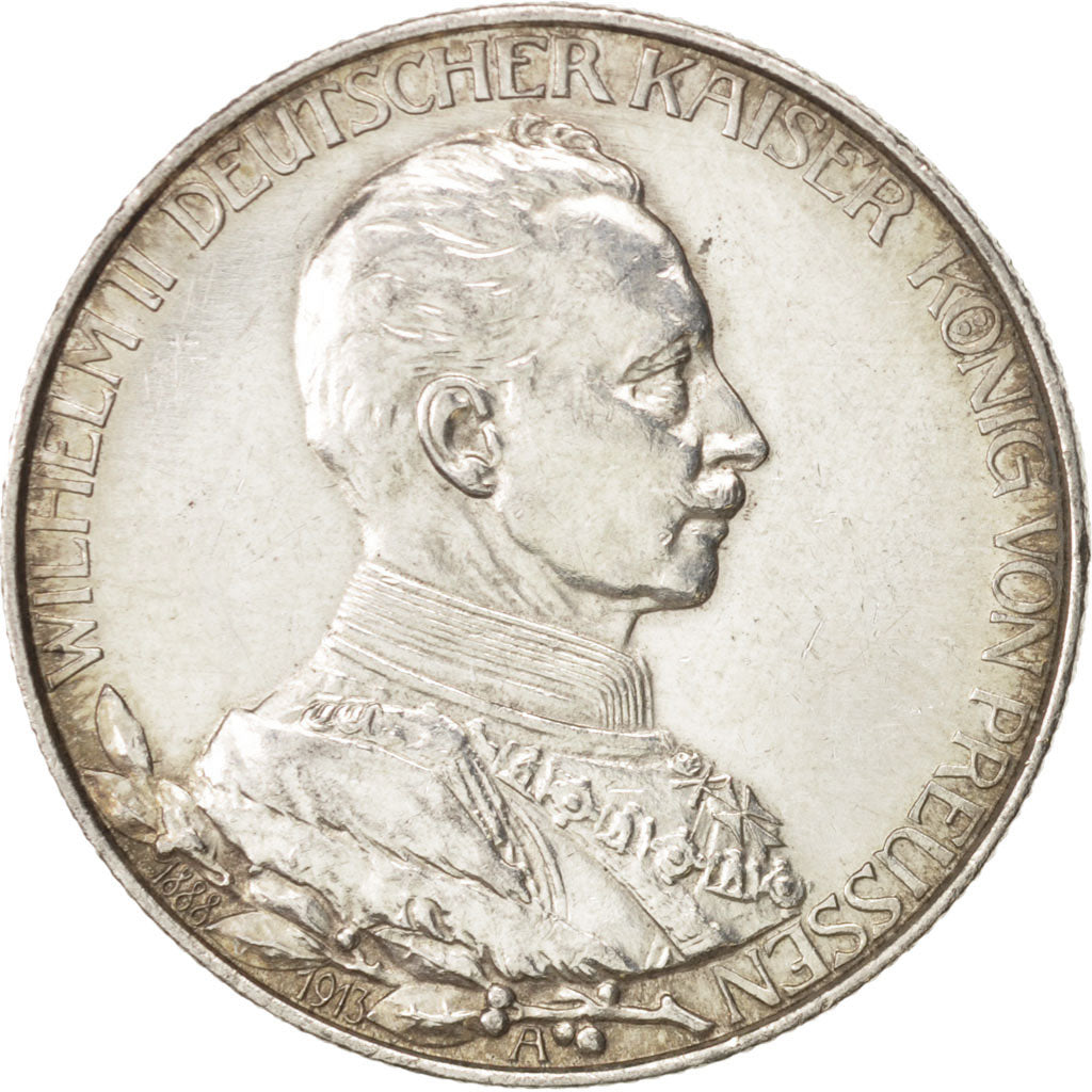 German States, PRUSSIA, Wilhelm II, 2 Mark, 1913, Berlin, AU(55-58), Silver