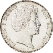 German States, BAVARIA, Ludwig I, Gulden, 1847, Munich, AU(50-53), Silver