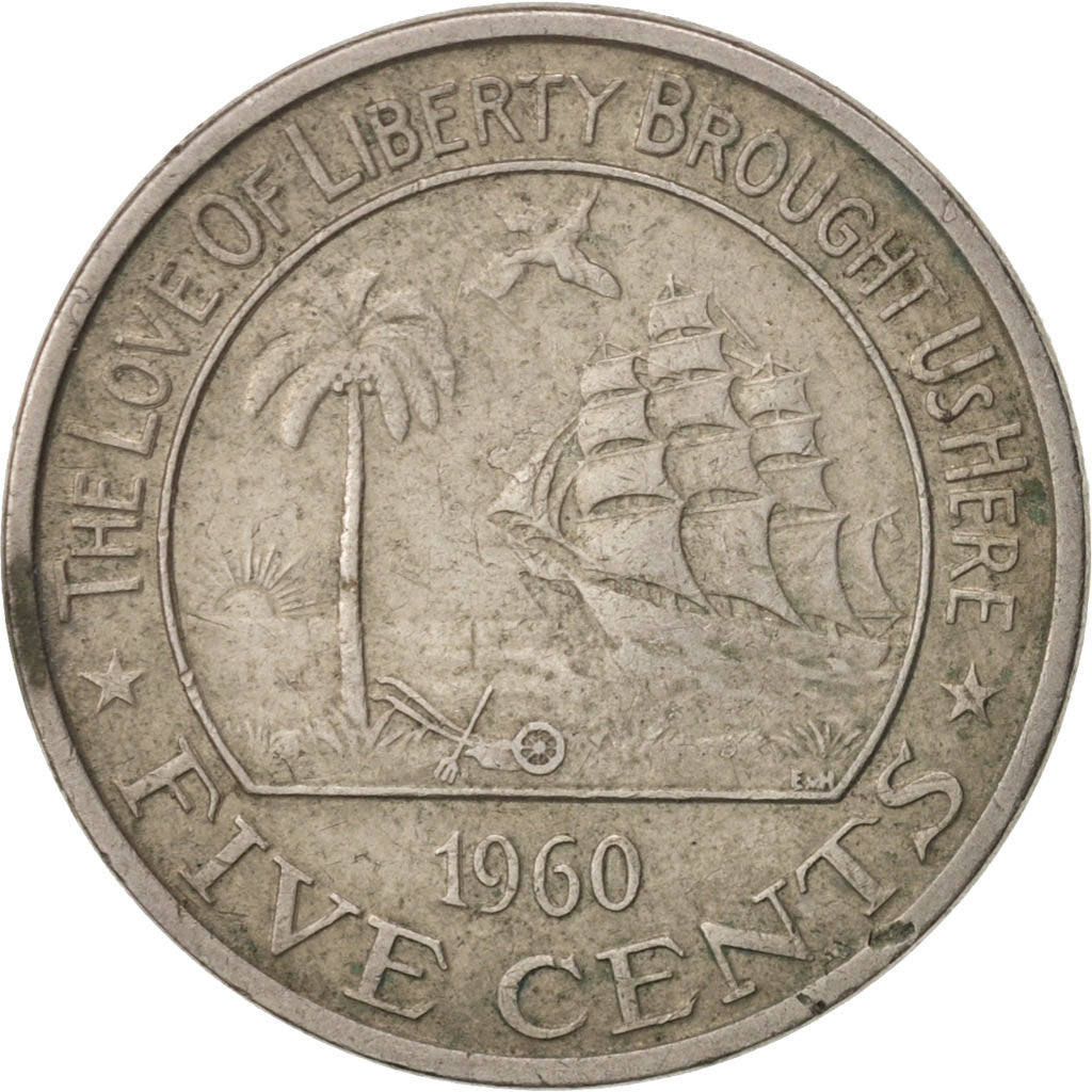 Liberia, 5 Cents, 1960, EF(40-45), Copper-nickel, KM:14