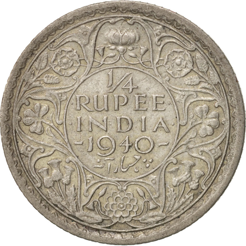 Coin, INDIA-BRITISH, George VI, 1/4 Rupee, 1940, VF(30-35), Silver, KM:545