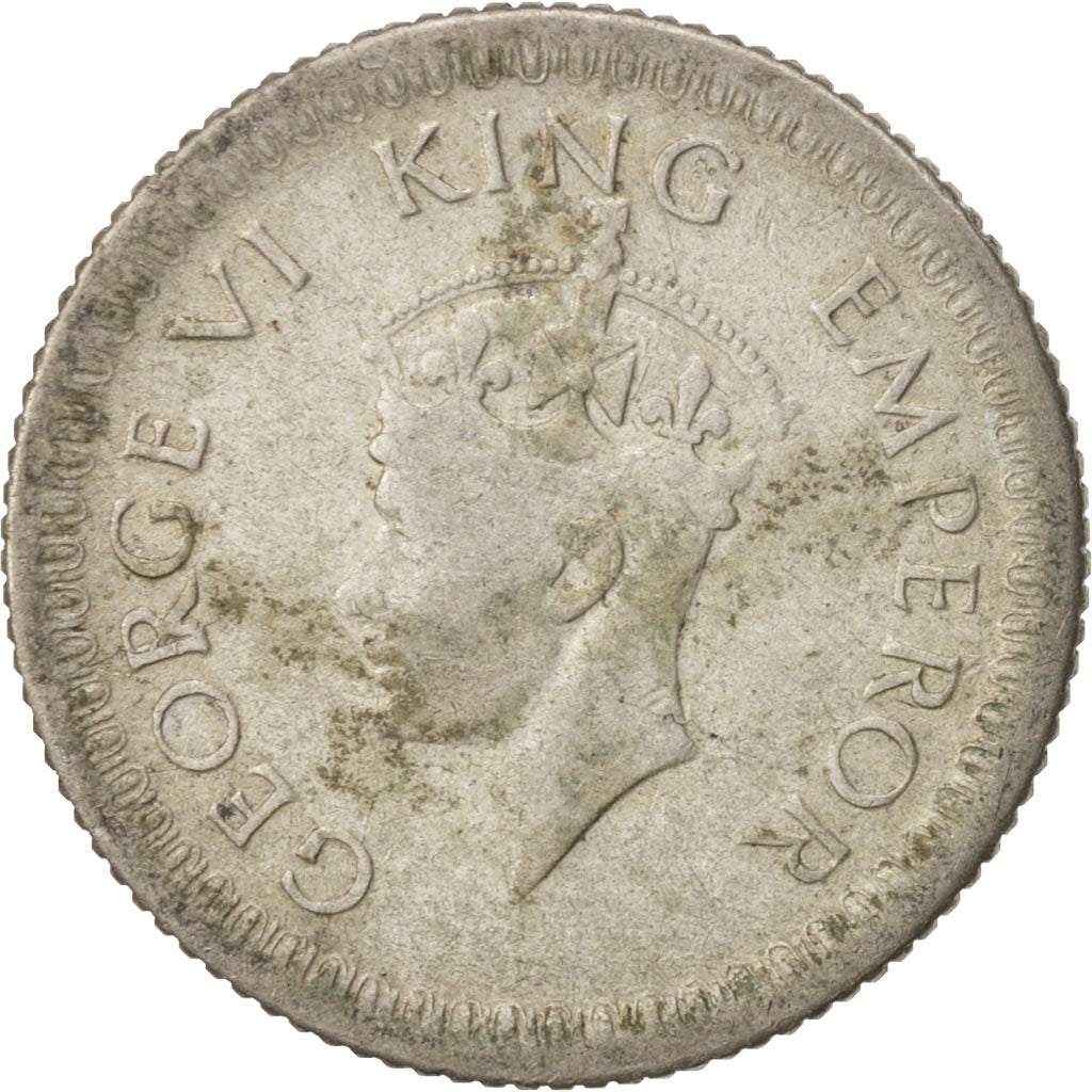 Coin, INDIA-BRITISH, George VI, 1/4 Rupee, 1942, VF(30-35), Silver, KM:546