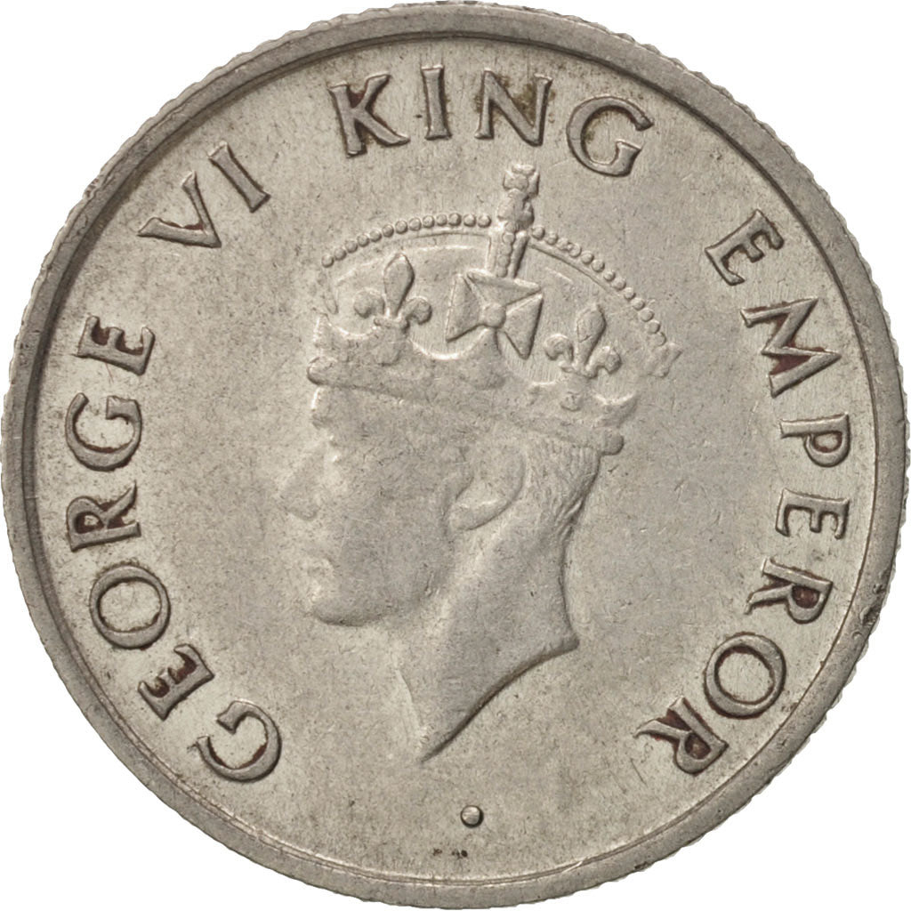INDIA-BRITISH, George VI, 1/4 Rupee, 1947, AU(55-58), Nickel, KM:548