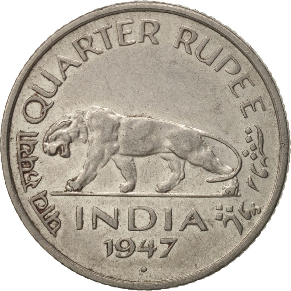 INDIA-BRITISH, George VI, 1/4 Rupee, 1947, AU(55-58), Nickel, KM:548