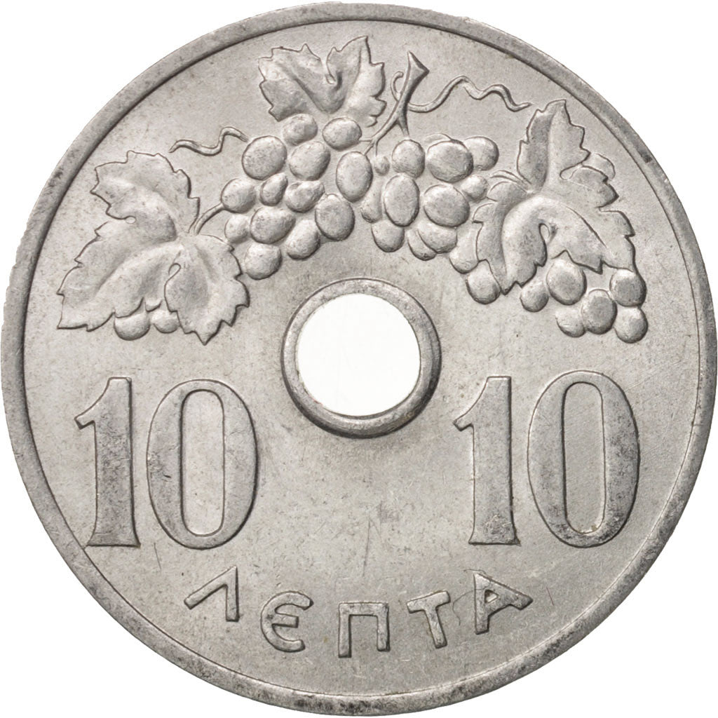 Coin, Greece, 10 Lepta, 1966, AU(55-58), Aluminum, KM:78