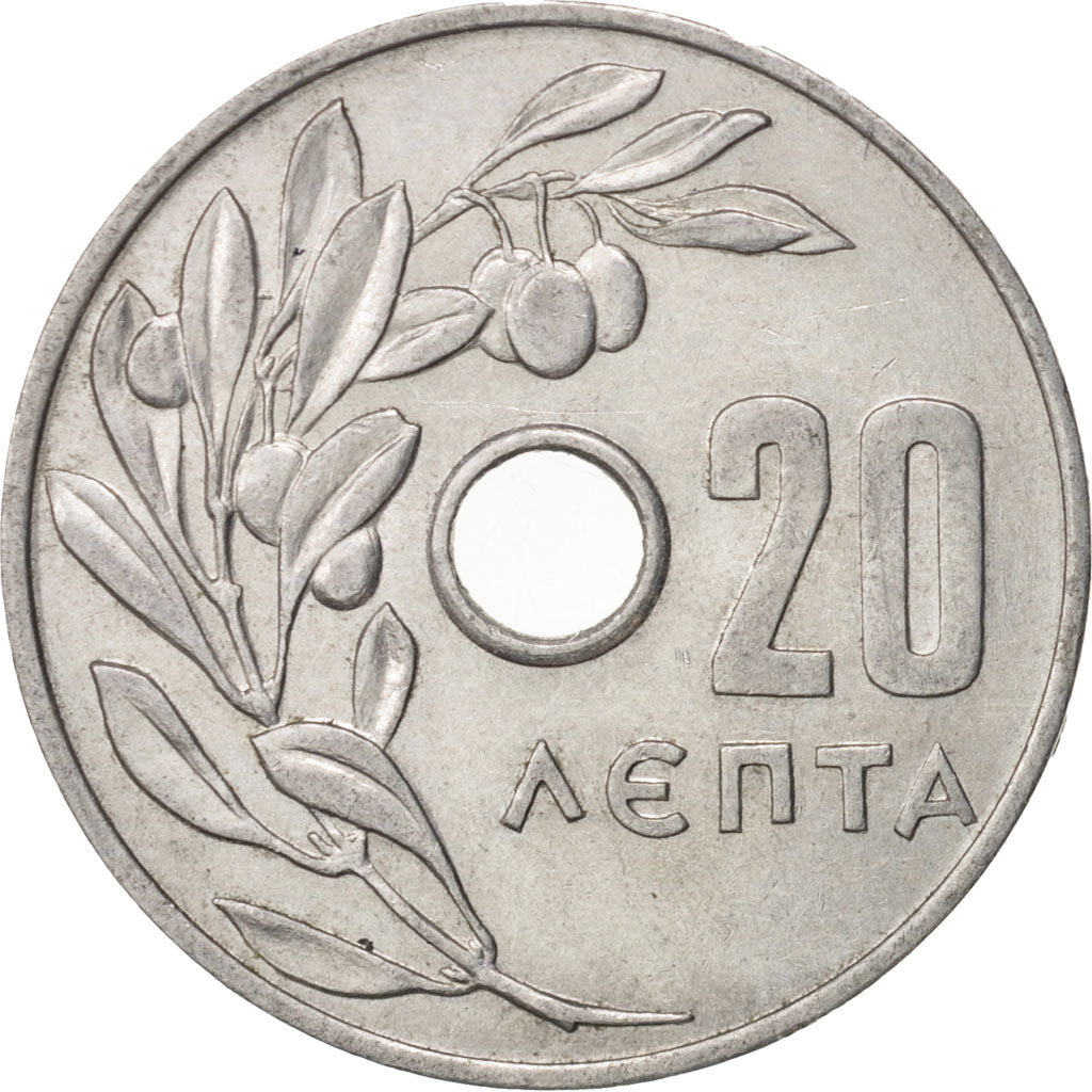 Coin, Greece, 20 Lepta, 1966, AU(55-58), Aluminum, KM:79