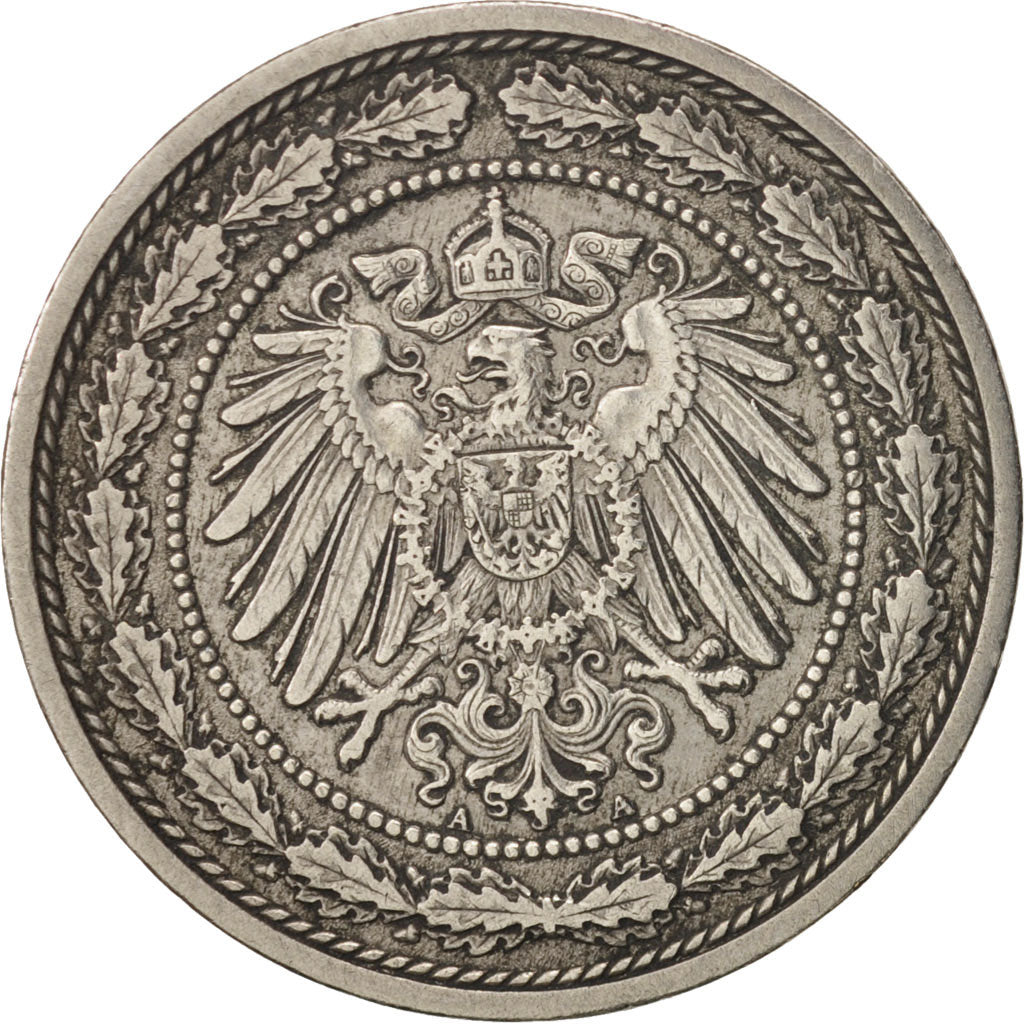 Coin, GERMANY - EMPIRE, 20 Pfennig, 1890, Berlin, EF(40-45), Copper-nickel
