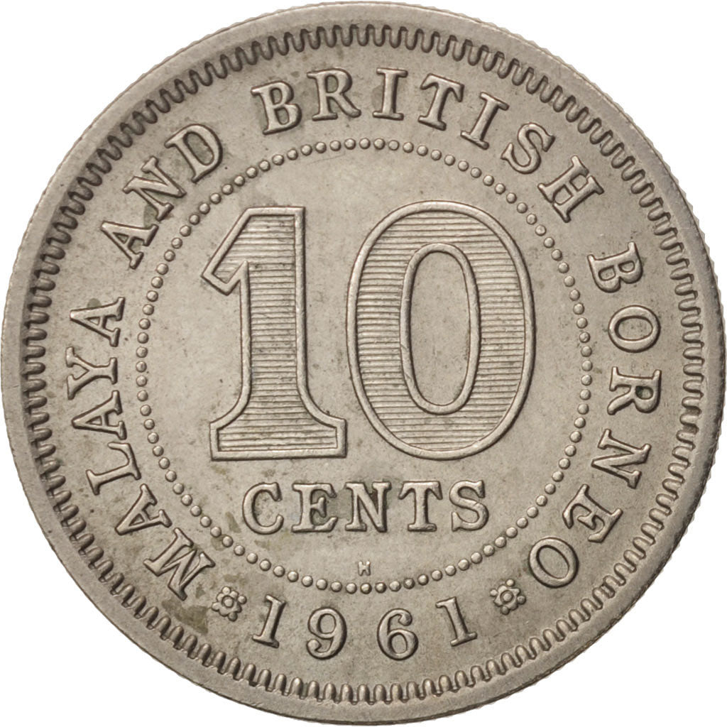 Coin, MALAYA & BRITISH BORNEO, 10 Cents, 1961, AU(50-53), Copper-nickel, KM:2
