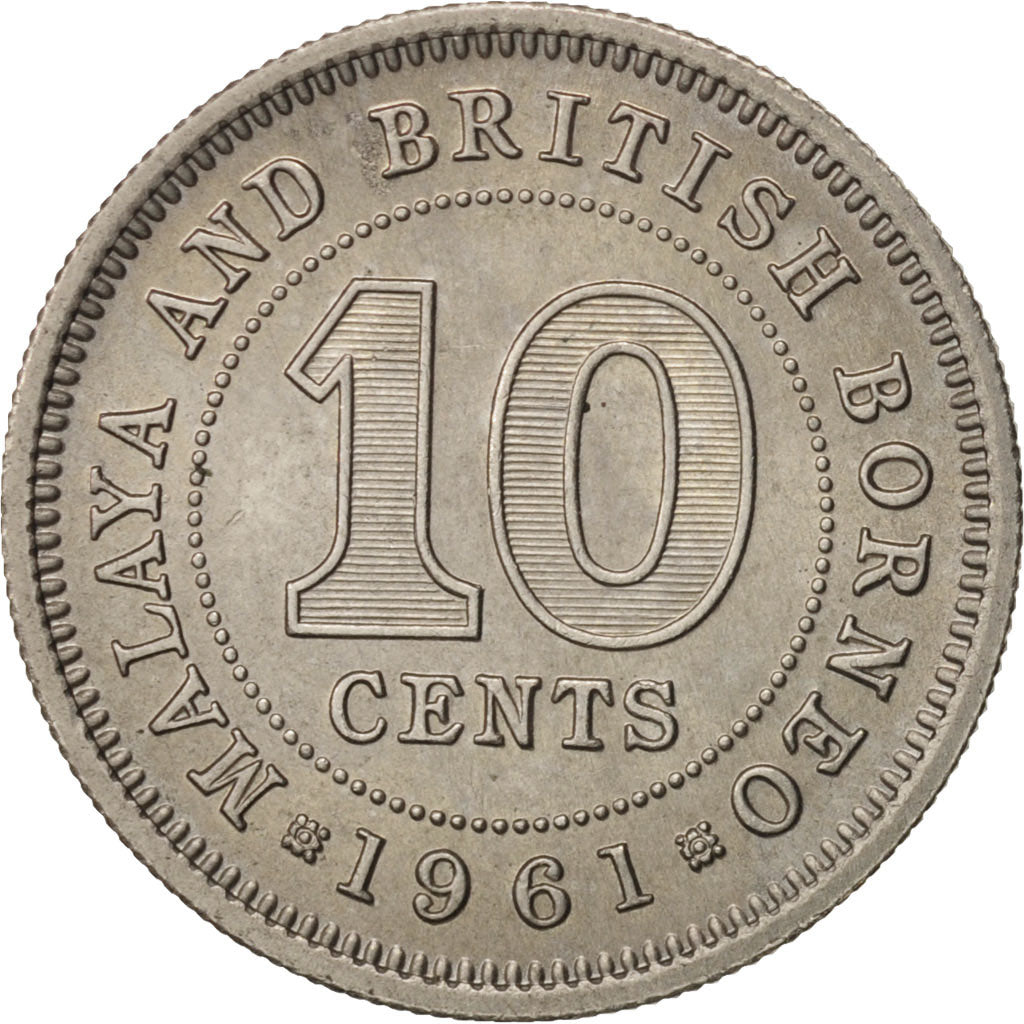 Coin, MALAYA & BRITISH BORNEO, 10 Cents, 1961, MS(63), Copper-nickel, KM:2