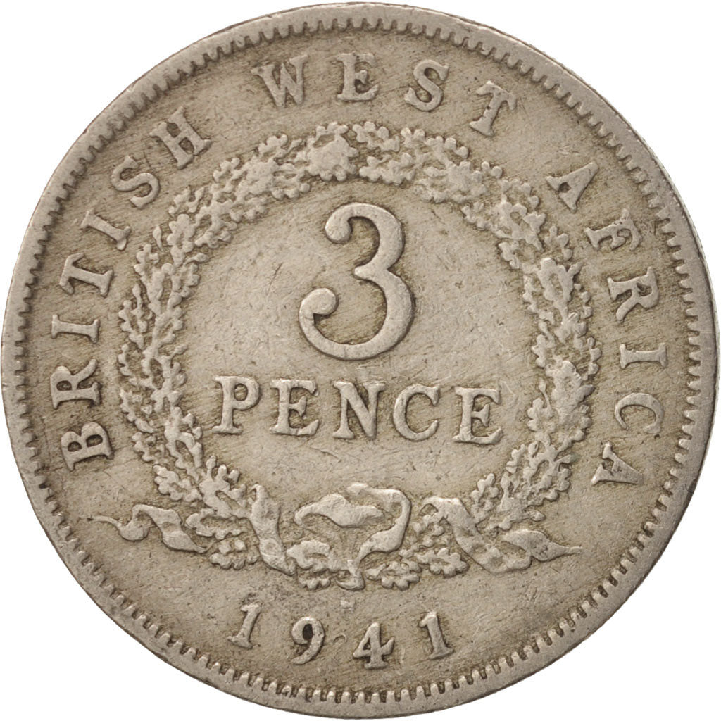 Coin, BRITISH WEST AFRICA, George VI, 3 Pence, 1941, VF(30-35), Copper-nickel